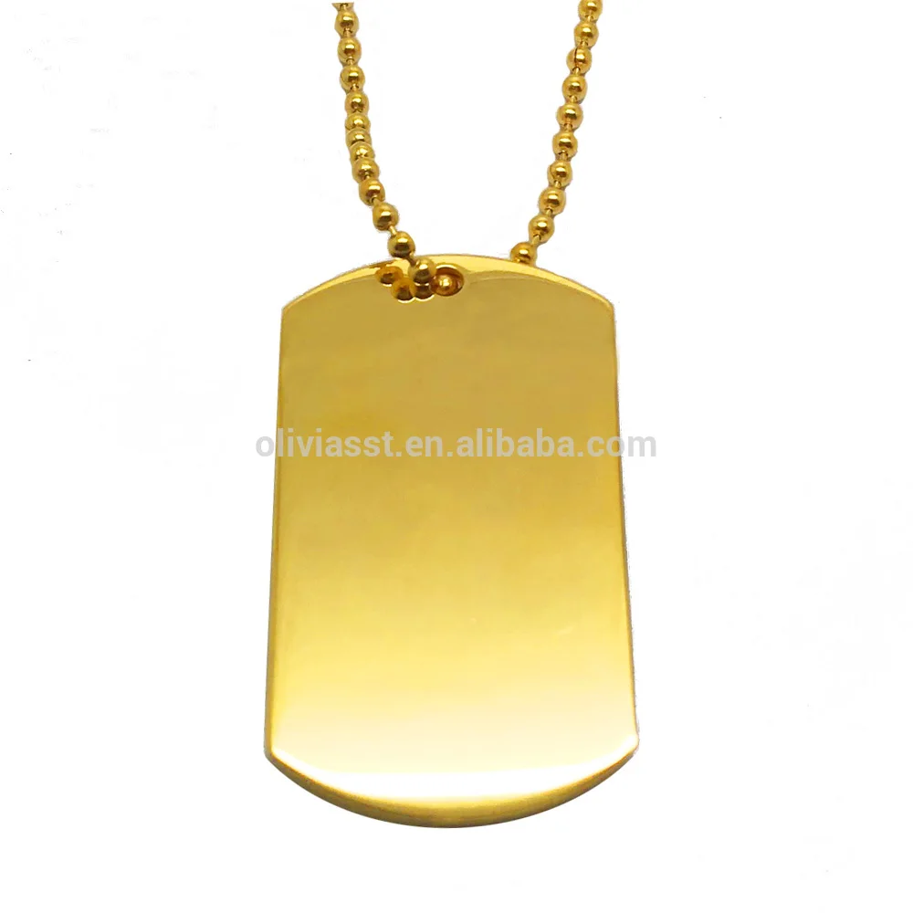 

Olivia custom stainless steel gold blank dog tags pendant military card with necklace dog tags army necklace for men