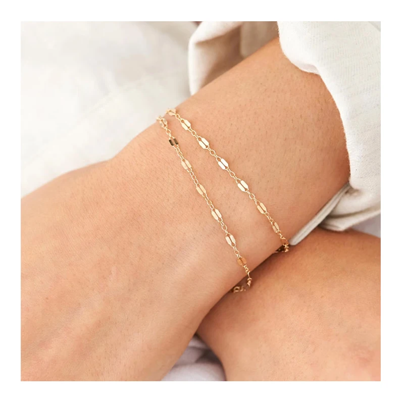 EManco Adjustable Stainless Steel Lip Chain Bracelet 316L Gold-Plated Diamond Fashion Minimalist Jewelry Unisex for Gift
