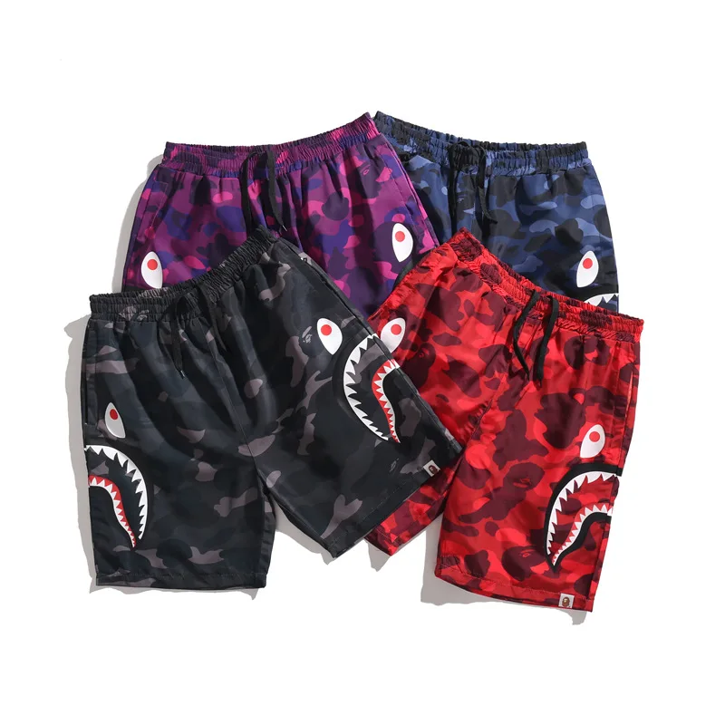 

Wholesale Custom Hot Shark Printing Men's Casual Sports BAPE Camouflage Cargo Shorts