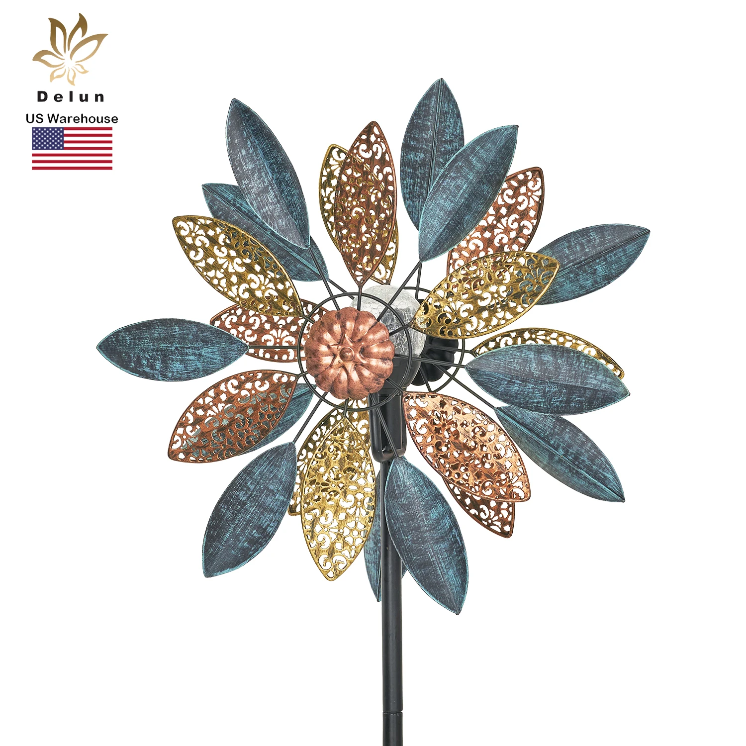 

Outdoor Decor Led Solar Garden Windmill Wind Spinner with Solared Lighted