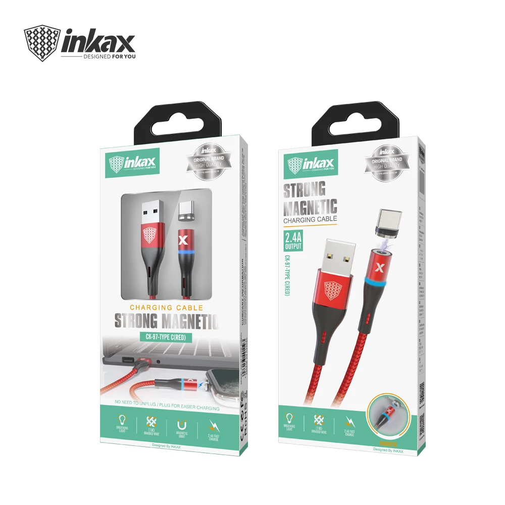 2020 New Hot Sale inkax CK--97-TYPE C 2.4A 1M Strong Magnetic Charging Cable Metal Connector Braid Jacket USB Cable for Type c - ANKUX.COM