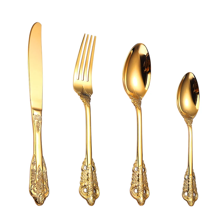 

Royal luxury 18/10 Stainless Steel Silver Gold Cutlery Set for wedding, Gold/silver