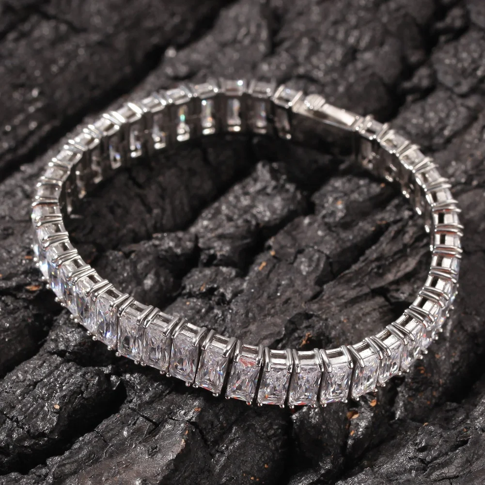 

Tennis Bracelet Jewelry, 18K Gold Ice out 10mm cubic zirconia stainless steel men's French tennis bracelet