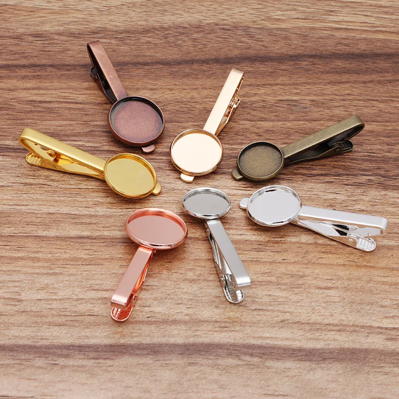 

Brass Cabochon Settings 16mm Classic Tie Pins Metal Pinch Clip Blank Bezel Tray Tie Bar Clips for DIY Jewelry Making