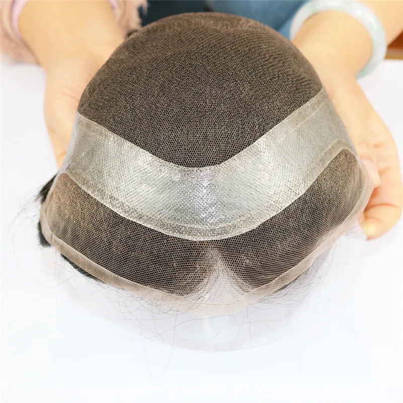 

Hair System Light Density Swiss Lace Pu Around HD base Mens Human Hair Toupee