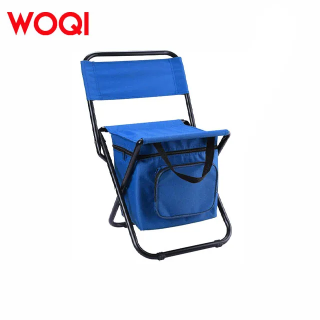 WOQI Modern 600D Oxford Fabric Portable Beach Chair With Cooler Bag Iron Folding Garden Chair Stool Outdoor Events
