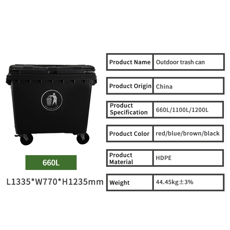 
1100 litre plastic recycle waste bin wheeled garbage container rubbish bin 