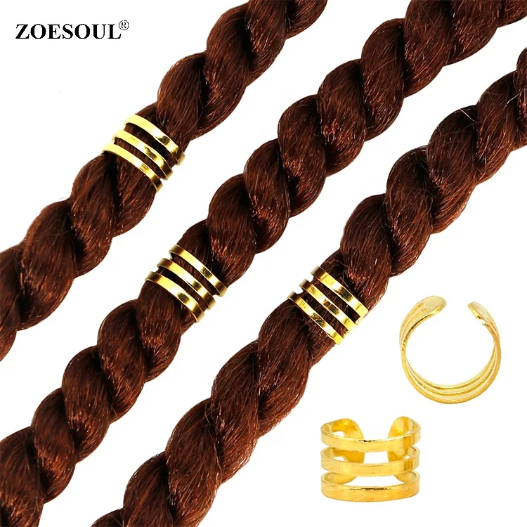 

Cheap 5pcs Gold Adjustable Hair Braid Dreadlock Beads Cuffs Clips Rings For Hair Accessories, Gold/silver