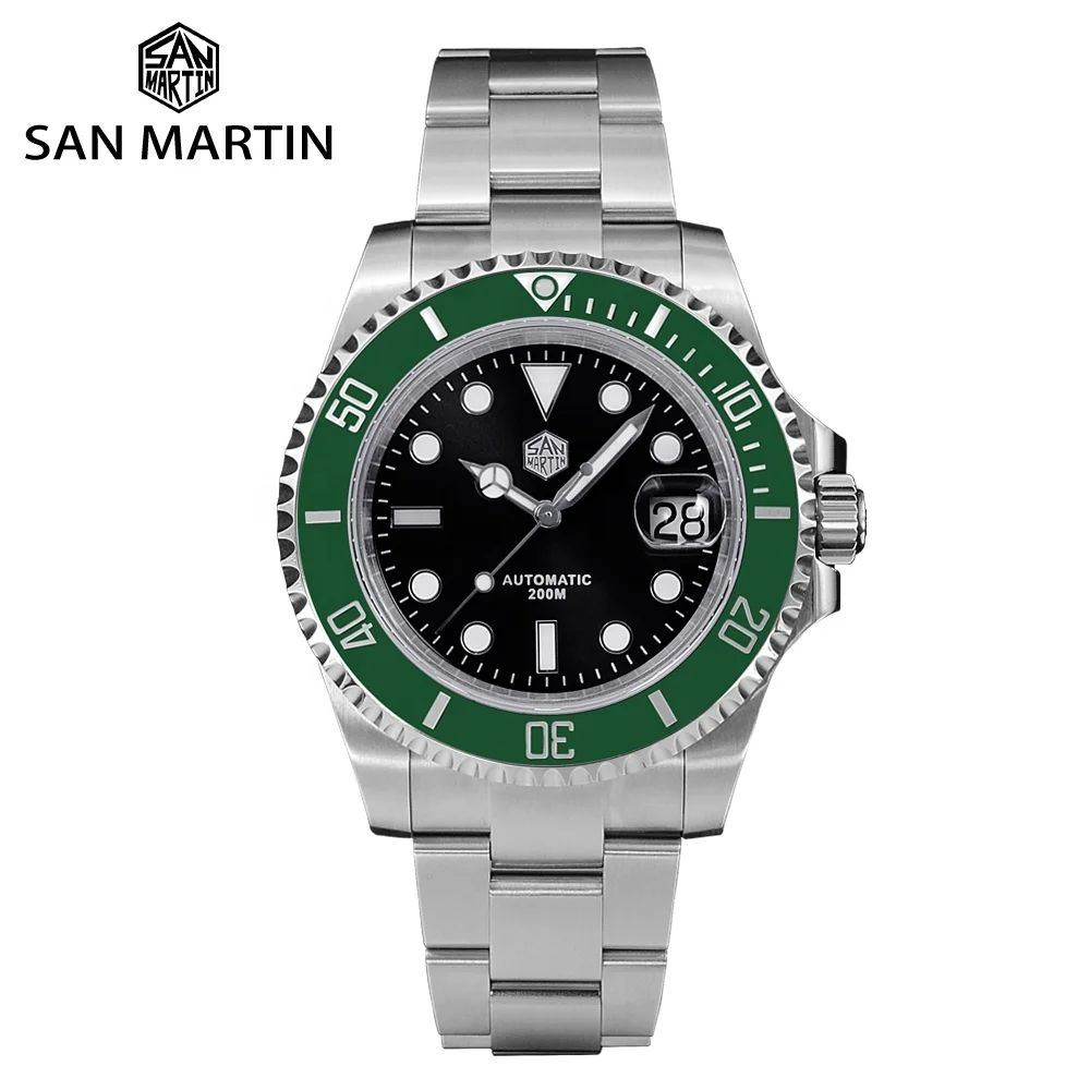 

High quality 41mm san martin classical vintage mechanical automatic luminous PT5000 SW200 20atm diving diver watch men for sale