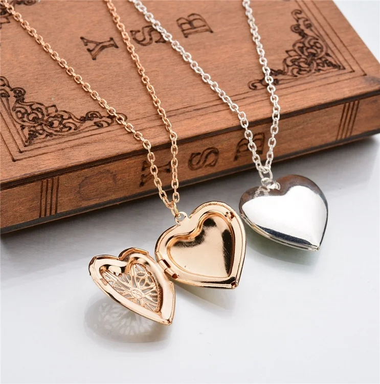 

Stylish Lady Jewelry Gothic Choker Collar Women Openable Heart Photo Locket Necklace, Picture