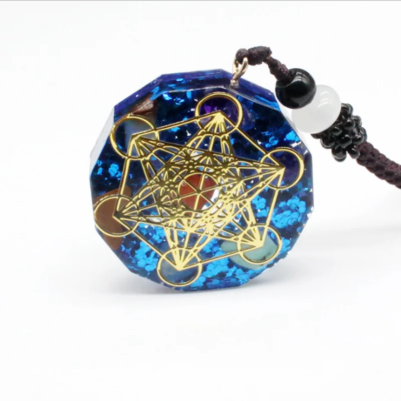 

Orgonite seven chakra Round Orgone Disc Pendant