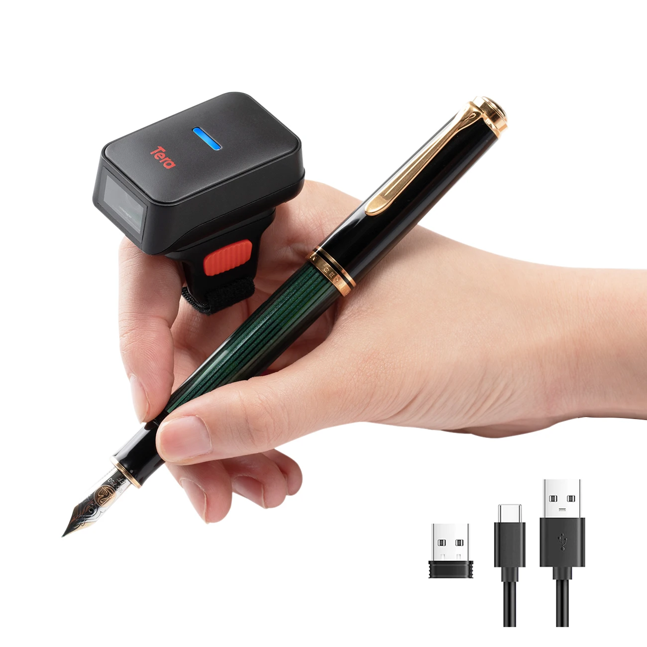 

Tera Portable 2D Ring Finger Blue tooth [1MP Camera] Barcode Scanner 1D 2D Mini Barcode Scanner Wireless USB Code Scanner