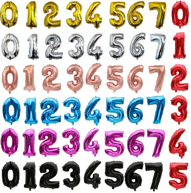 

32 inch number balloons Big Rose Gold Silver Black Figure Foil Balloon Wedding Birthday Party Decoration Balloons