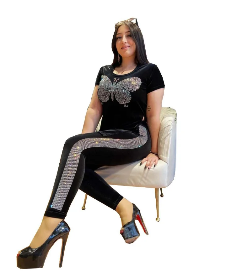 

H & D Velvet 2 Piece Set Africa Clothing African Clothes Ladies Top Pants Tracksuit
