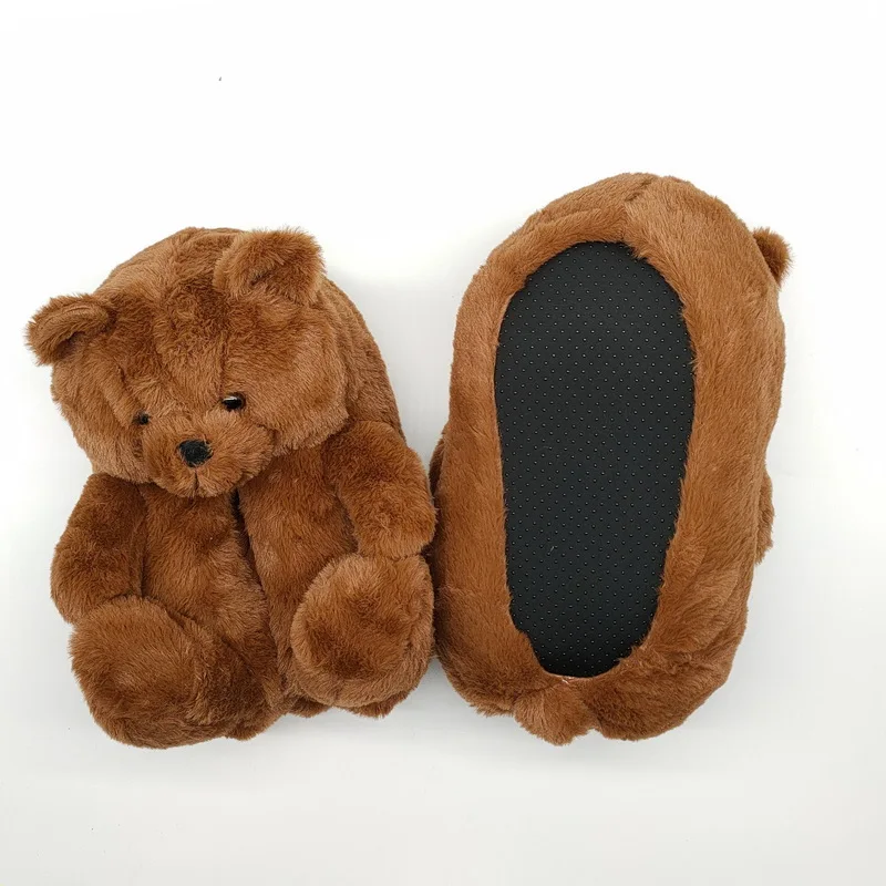 

2022 Winter Indoor Anti-slip Lovely Animals Plush Teddy Bear Slippers, 6 colors