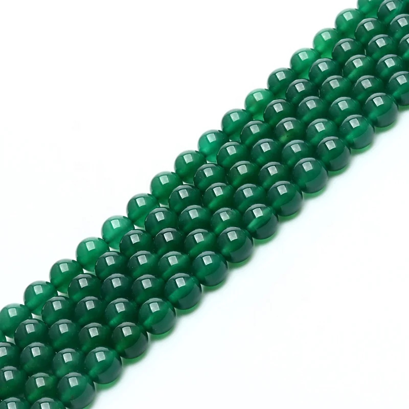 

XYF Jewelry Wholesale Gemstone Green Onyx Beads Round Green Agate, 100% natural color