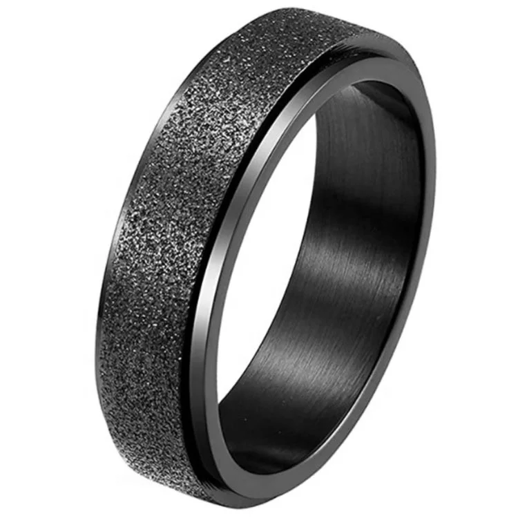 

Hip Hop Size7-13 6MM 5 Colors Stainless Steel Fidget Spinner Ring for Women Men, Picture shows
