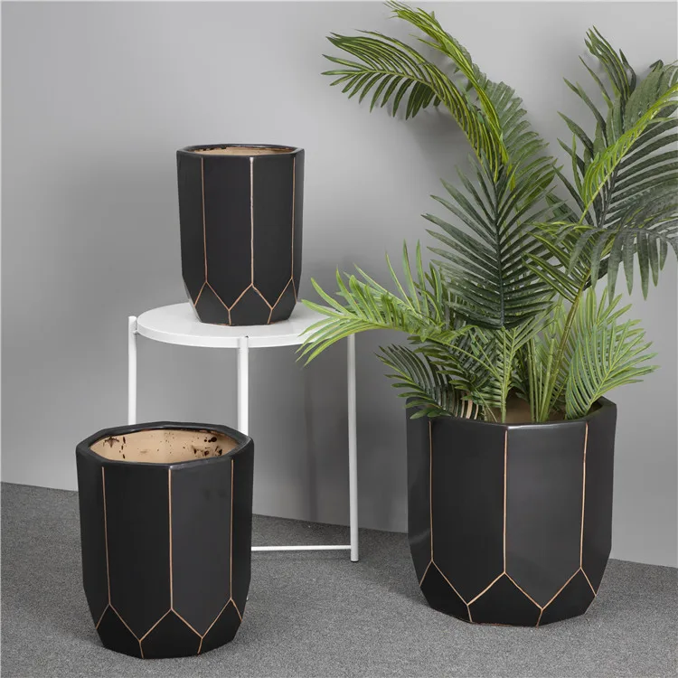 

Elegant high quality garden home floor ceramic flower pot bonsai ceramic flower pots, Black