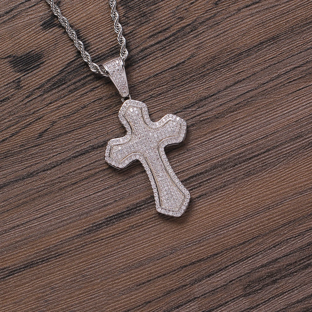 CN323 Bling Bling Brass Prong Setting Zircon Pendants Iced Out Hip Hop Necklace