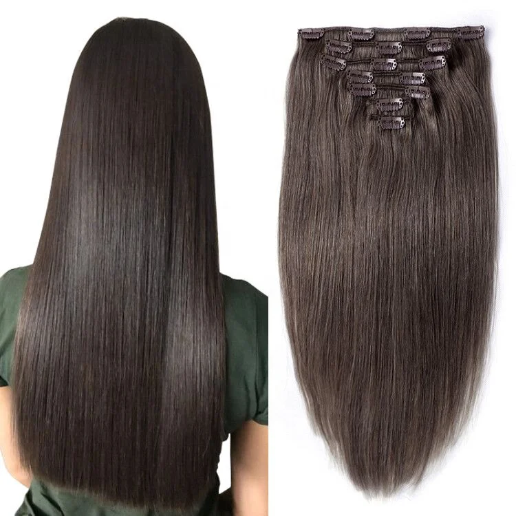 

HQ Invisible Clips Human Hair Extensions on Extensions Smooth No Shedding 100% Indian Wholesale Natural Color 7-15 Days LONGFOR