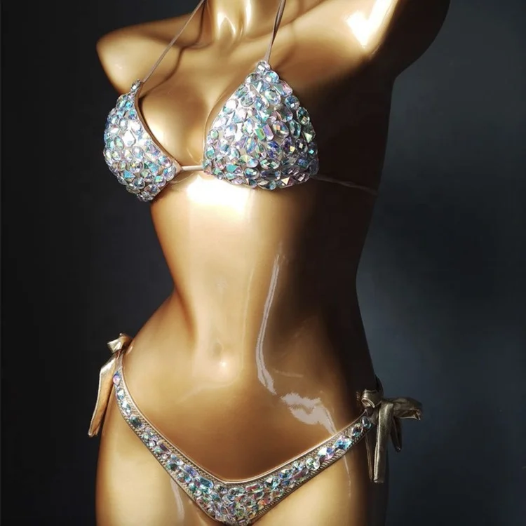 

2021 New design bikinis de diamantes fancy sexy bling women swimsuit, As the picture
