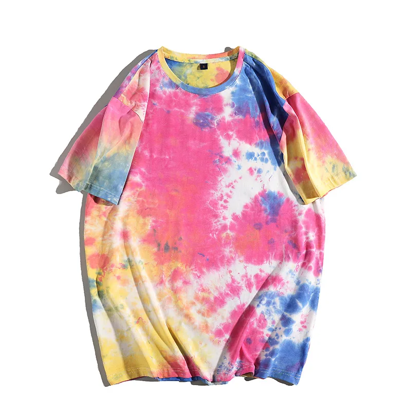 

Wholesale man casual hip hop fashion t shirts tie dye high street men 2021 casual t-shirt, 10 colors