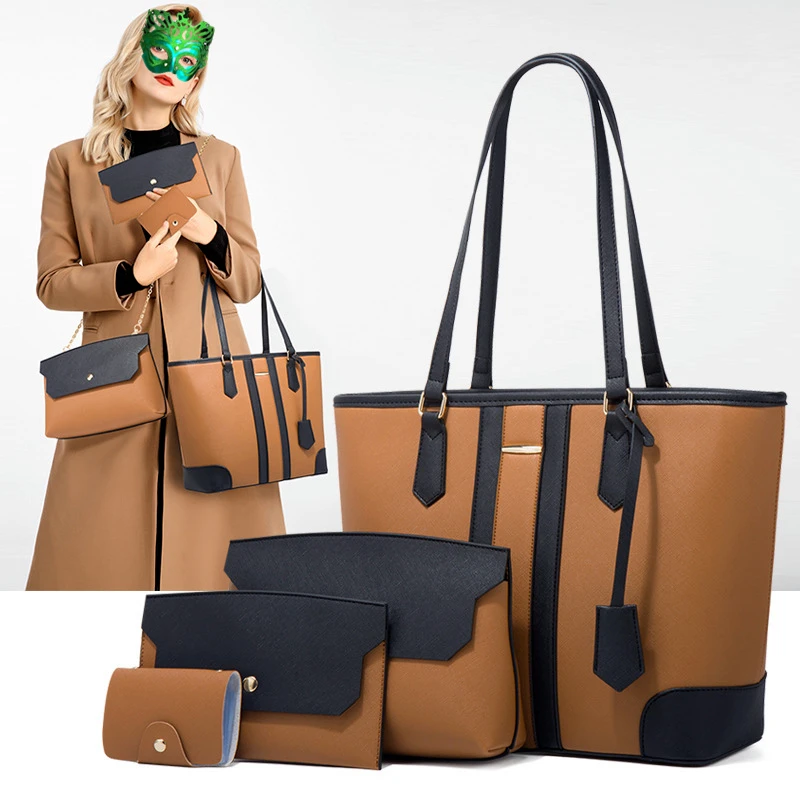 

Customizable Bolso De Hombro Para Mujer PU Ladies-Handbags Large-Capacity Shoulder 4-Piece Multi Colors Tote Bag For Women