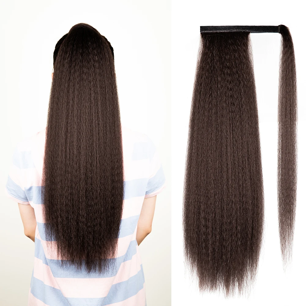 Alileader Fluffy Natural Afro Yaki Straight Ponytail Thick Soft Kinky ...