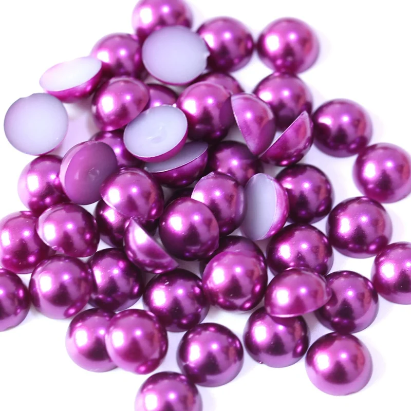 

Factory  Pop Colors ABS Half Cut Pearls Flatback Loose White Plastic Half Round Pearls For Necklace
