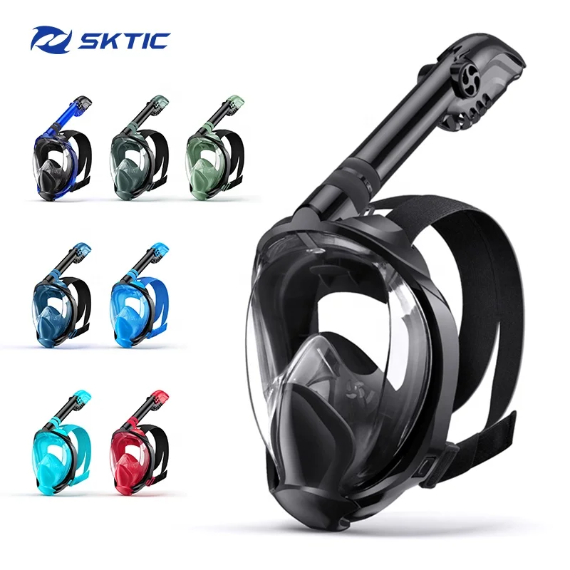 

SKTIC Factory Full Face Diving Mask Snorkel Mask With Camera Mount Anti-Leak Anti-Fog Safety Breathing System for Adult