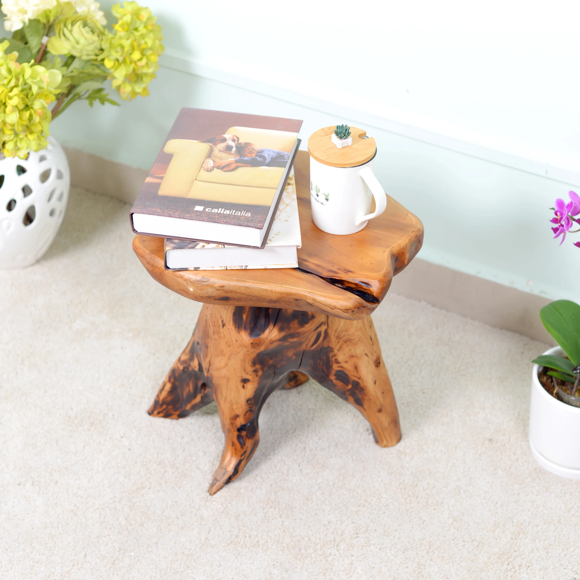 

Retro tree root fir home decoration solid wood stool plant stool