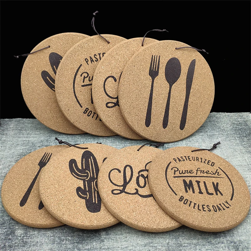 

Custom Northern Europe  Wood Pot Mat Sublimation Cork Wooden Coaster Heat Insulation Pot Pad, Natural color