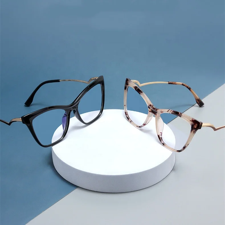 

Jiuling eyewear fast shipping anti blue light large lens plain spectacles vintage cat eye pc frame eyeglasses for women, Mix color or custom colors