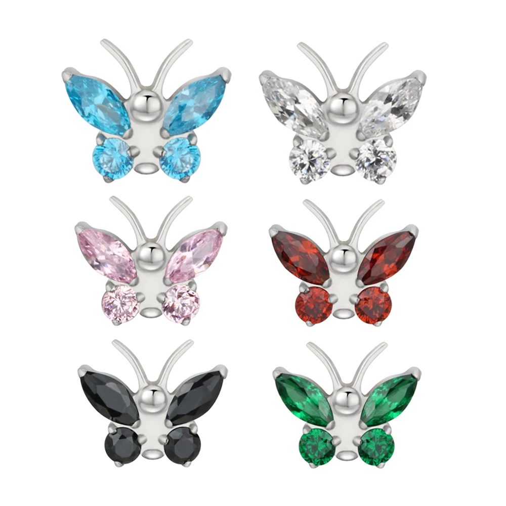 

Fashion Earring Titanium CZ Butterfly Internally Threaded Top Piercing Jewelry Labret