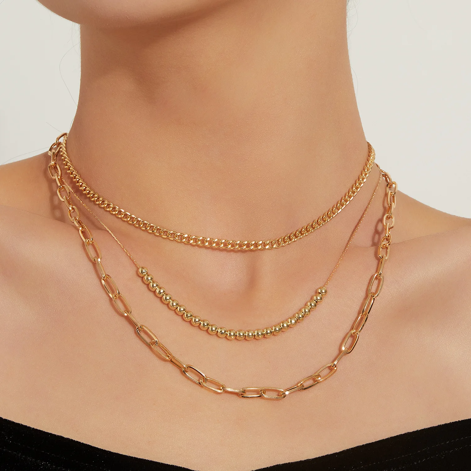 

Bohemian Dainty Layered Choker Necklaces Multilayer Adjustable Layering Chain Gold Slub metal chain Necklaces Set for Women Girl