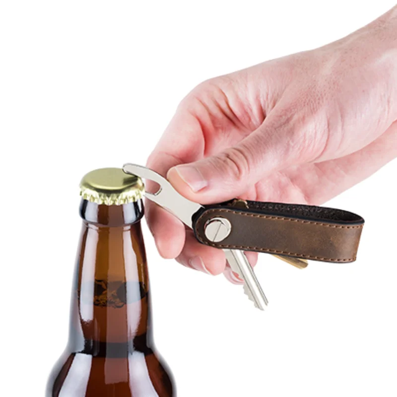 

OEM Custom Leather Key Organizer Chain Compact Pocket Bottle Opener Holder For Men, Champagne