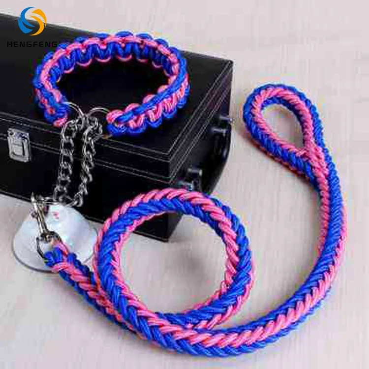 

Customizable Organic Recycled Material Pet Collars Paracord Modern European Dog Pull Fancy Braided Leash And Collar Set, Picture shows