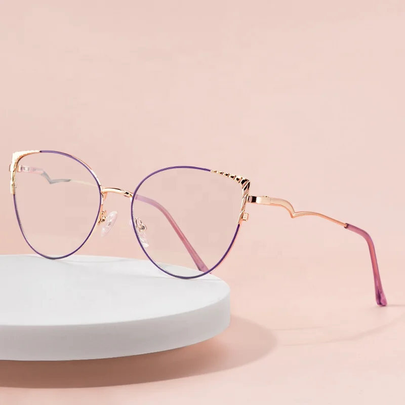 

Eyewear 517 Fashion Anti Blue Light Safety Optical Women's Glasses New Design Metal Two-Color Cat Eye Spectacle Frames