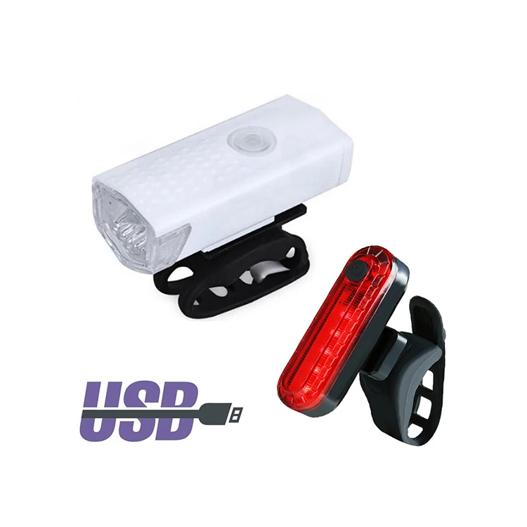 

China Supplier Bike Headlight Waterproof IPX5 LED USB Rechargeable Bicycle Front Light Set for Cycling Accessories, Black/blue/red