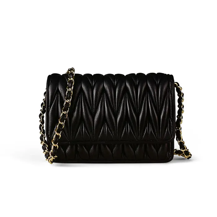 

modern sheepskin underarm bag elegant ladies shoulder bags small square bag, Black