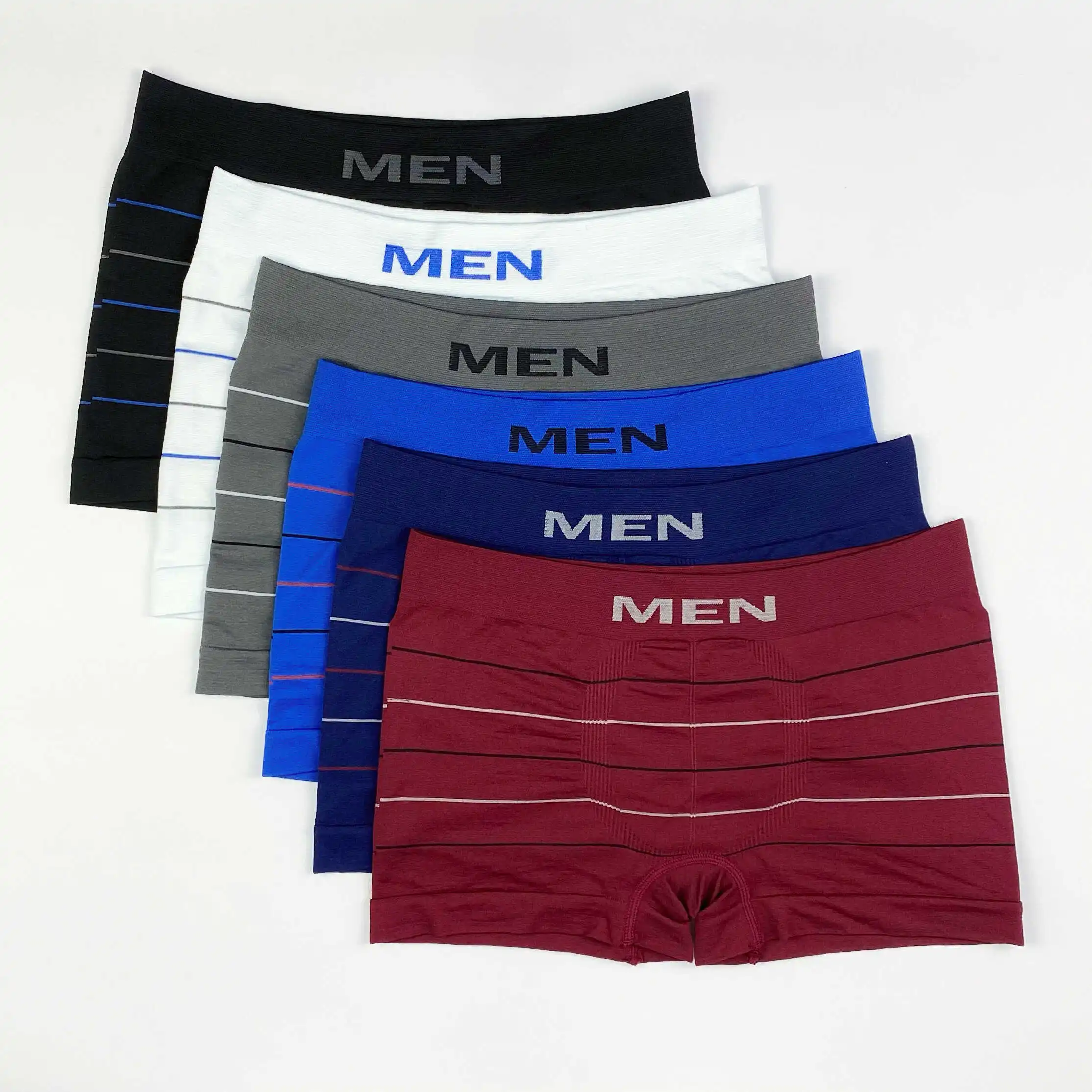 

RTS010  size available in stock striped ironed seamless polyester boxer shorts boxer briefs underwear for men