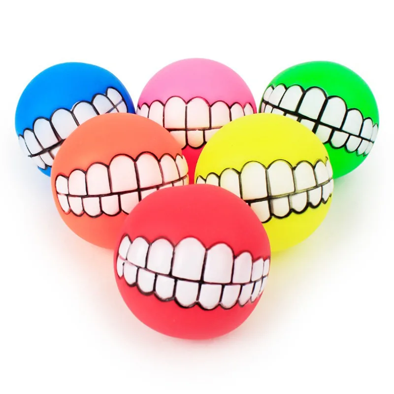 

Customized Wholesale Pet Toys In Stock non-toxic new design nature chew vinyl dog ball toys teeth smile ball, Picture showed