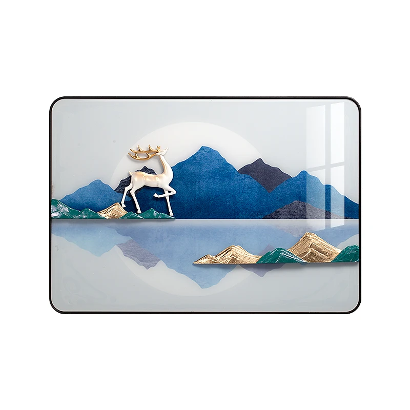 

Pop Handmade Abstract Resin Painting Glass Wall Art With Alloy Frame For Bedroom