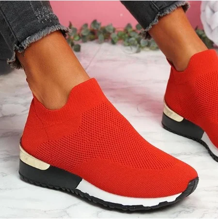 

Sneakers Women Shoes Ladies Slip-On Knit Solid Color Sneakers For Female Sport Mesh Casual Shoes For Women 2021