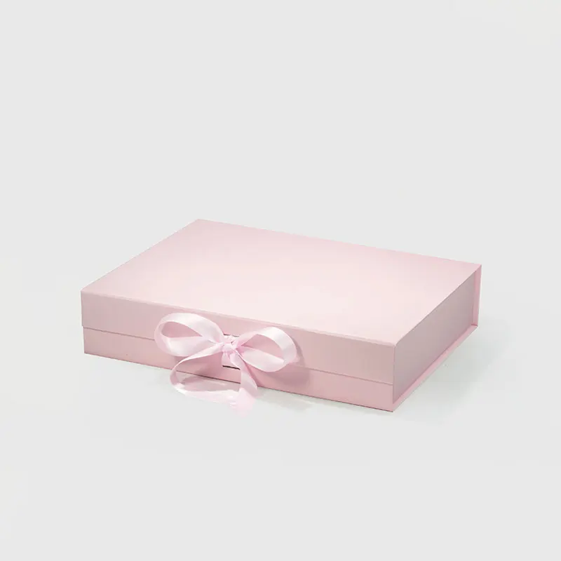 

Fast delivery fancy pink magnetic gift mailer box packaging with ribbon