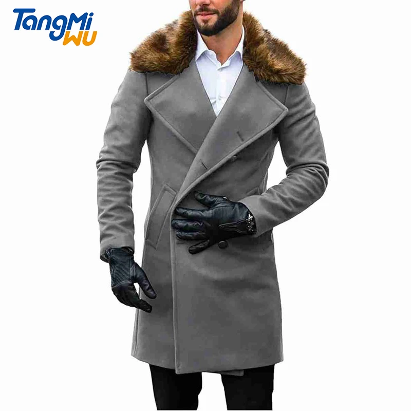 

2021 Wholesale Fashion Mens Trench Coat Winter Warm Solid Woolen casual abrigos de hombre Long Jacket Overcoat men