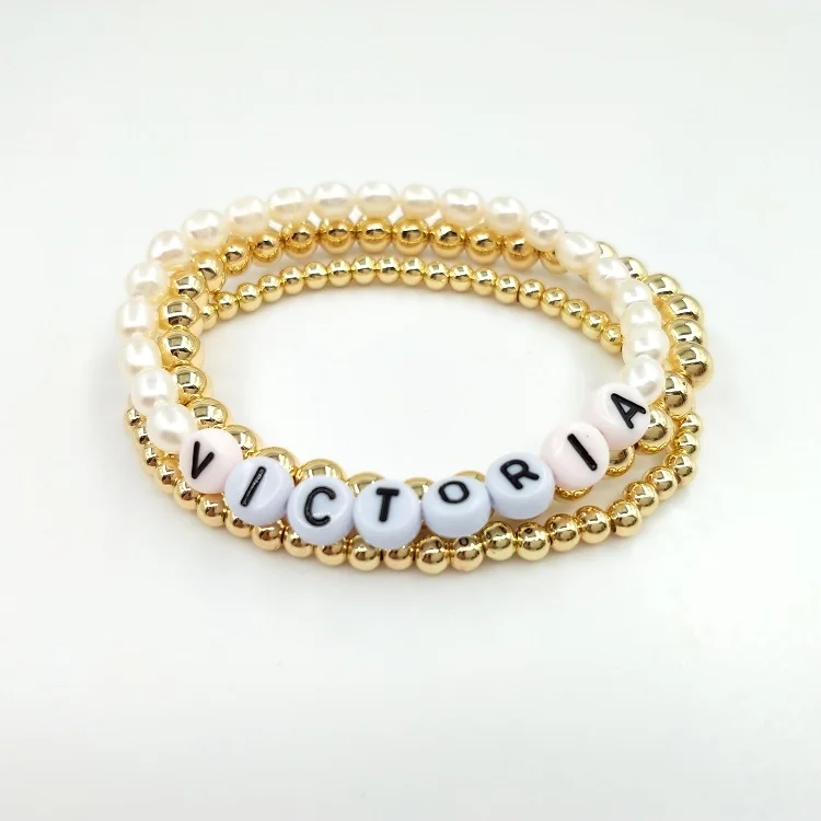 Pearls Letters Bracelet Handmade Fashion Bracelet Letters Personalized