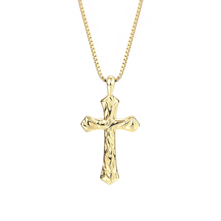 

Wholesale Korean women jewelry 14K gold plated chain 925 sterling silver unisex chunky cross pendant necklace for women men