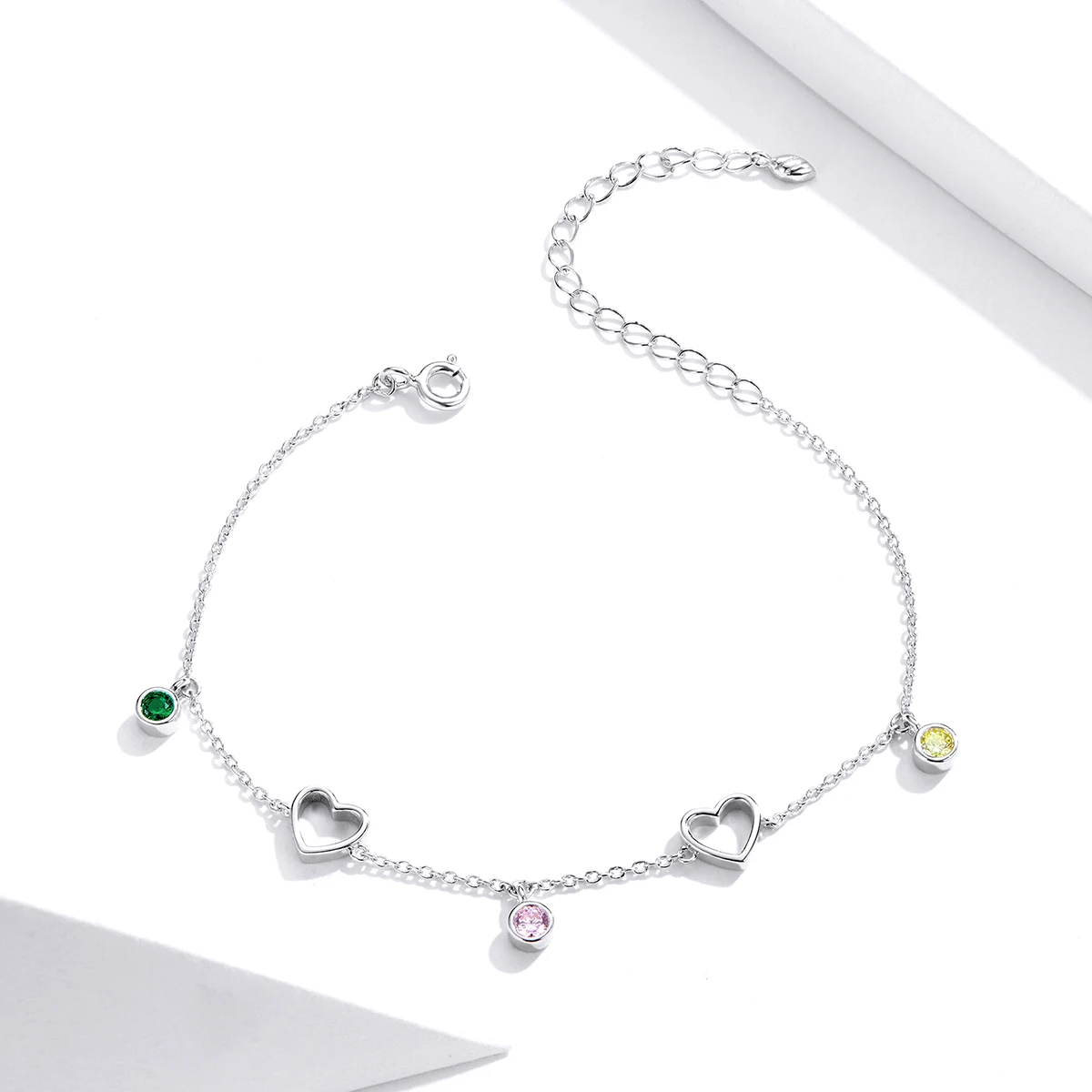 

SCB180 Hot sale zircon jewelry 925 sterling silver heart bracelet for women