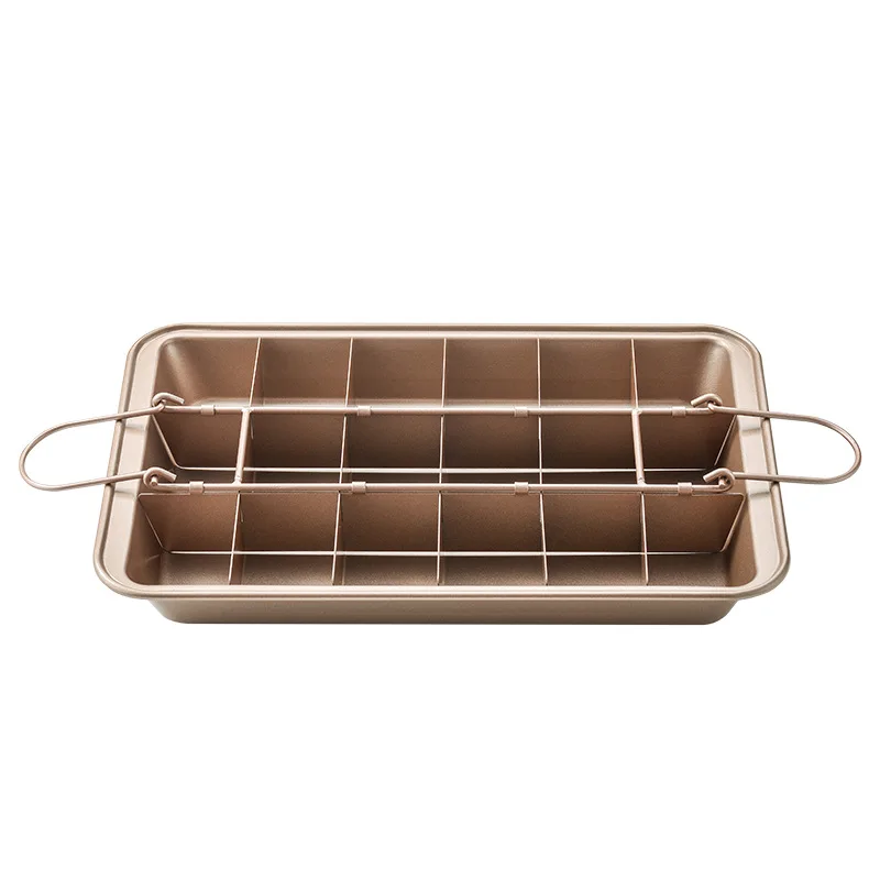 Wholesale stainless Steel 18 Lattice Browine ceramic Baking Tray Non Stick Diveded square cake baking Pans